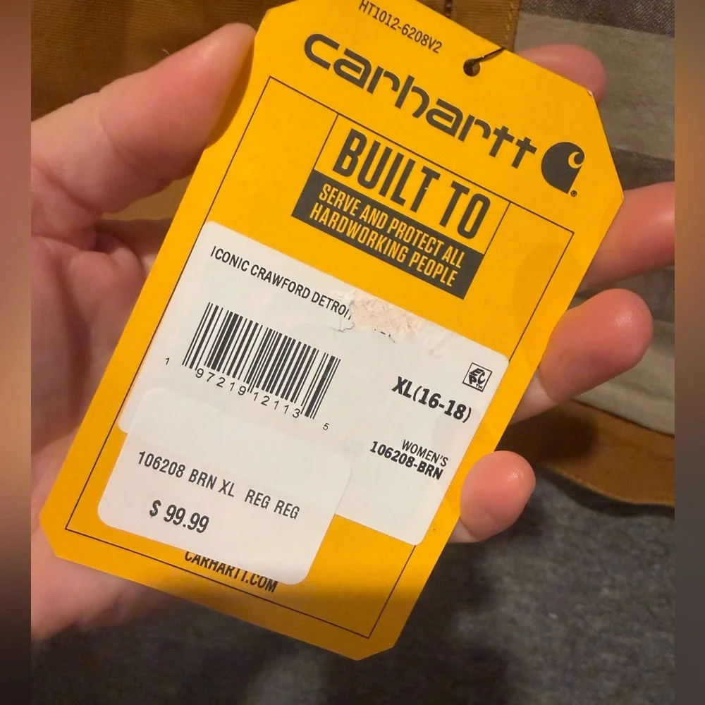 Carhartt Canvas Duck Crawford Detroit Jacket Women XL brown corduroy collar barn - Picture 5 of 15